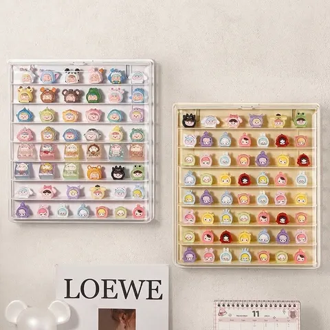 Clear Plastic Wall Mounted Blind Box Display Case Dustproof Storage Organizer Shelf For Mini Figures Action Toys Home Decor