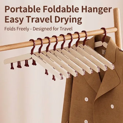 Portable Foldable Travel Hangers With Clips Non-Slip Seamless Clothes Drying Rack For Hotel Business Trip Socks Underwear Hangers