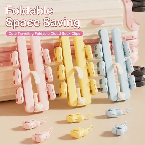 Tragbarer Faltbarer Wolken-Kleiderbügel Multi-Clip Platzsparender Reise-Socken-Wäscheständer Kunststoff Unterwäsche-Bügel Für Zuhause Und Reisen