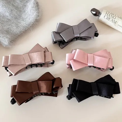 Koreanischer Stil Satin Schleife Bananenspange Für Damen Eleganter Pferdeschwanz Clip Süße Vertikale Haarnadel Haarschmuck