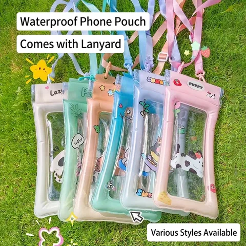 Pochette de Téléphone Étanche Dessin Animé Joint à Trois Plis Sac Sec Avec Lanière Réglable Pour Natation Dérive Écran Tactile