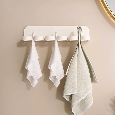 Punch-Free Wall-Mounted Multi-Slot Hook Rack ABS Multi-Purpose Towel Utensil Holder For Bathroom Kitchen Minimalist Home Storage Rack