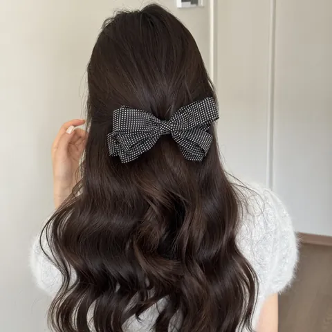 Koreanischer Stil 3D Punkte Schleife Bananenklammer Mehrschichtige Stoffschleife Haarklammer Für Hohen Pferdeschwanz Damen Haarschmuck