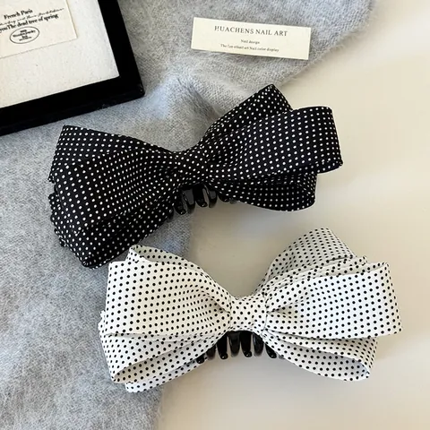 Koreanischer Stil 3D Punkte Schleife Bananenklammer Mehrschichtige Stoffschleife Haarklammer Für Hohen Pferdeschwanz Damen Haarschmuck
