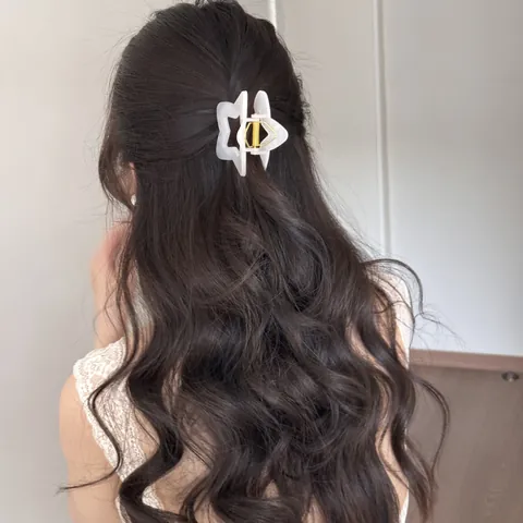 Pinza De Garra De Estrella Para Mujer Clip De Tiburón Para Coleta Alta Elegantes Accesorios Para El Cabello De Pentagrama Hueco
