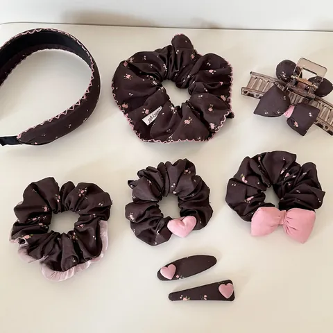 Ρετρό Maillard Ανθικά Λαστιχάκια Μαλλιών Scrunchies Δαντέλα Φιόγκος Κλαμερ Καρδιά Τσιμπιδάκια Στέκα Γλυκά Αξεσουάρ Μαλλιών Για Γυναίκες Κορίτσια