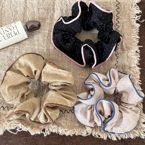 Scrunchie Pois Retrò Bordo a Volant Francese Elastico Per Capelli Nodo a Fiocco Porta Coda Di Cavallo Per Donne Ragazze Accessori Capelli