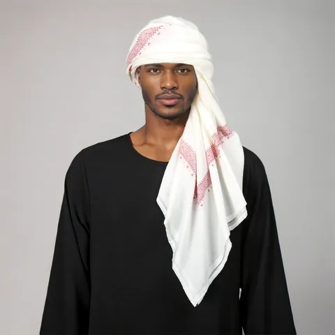Men Ethnic Keffiyeh Shemagh Scarf Polyester Paisley Geometric Print Large Square Head Wrap Turban Traditional Desert Scarf