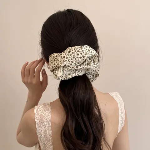 Vintage Koreaanse Stijl Stippen Bloemen Scrunchies Voor Vrouwen Zoete Grote Haarelastiekjes Ponytail Elastische Scrunchie Haaraccessoires