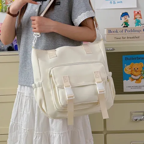 Bolsa Tote de Nailon de Gran Capacidad para Estudiantes Chicas de Secundaria Mochila Escolar Versátil Estilo Academia