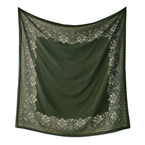 Women's Paisley Border Crystal Chiffon Square Scarf Fashionable Lightweight Printed Shawl Headscarf for Spring Summer Autumn