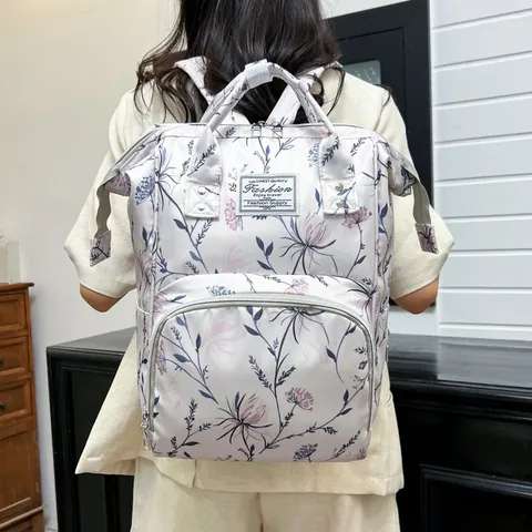 Borsa Fasciatoio Multifunzionale Donna Grande Capacità Zaino Impermeabile Stampa Floreale per Viaggio Quotidiano Borsa a Mano Spalla
