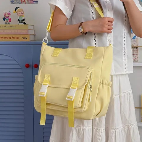 Bolsa Tote de Nailon de Gran Capacidad para Estudiantes Chicas de Secundaria Mochila Escolar Versátil Estilo Academia