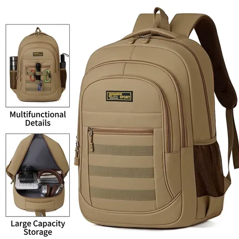 Large Capacity Men's Outdoor Travel Backpack Oxford Fabric Multi-Pocket Casual School Bag Unisex Tactical Rucksack