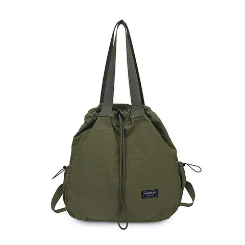 Zaino a Coulisse da Donna in Nylon Impermeabile Grande Capacità Borsa a Tracolla per Palestra Yoga Pendolare Minimalista Tinta Unita Borsa Sportiva Multiuso