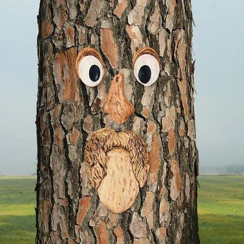 Divertida Decoración de Resina para Cara de Árbol de Hombre Viejo para Jardín Exterior Corteza de Fantasma Arte de Rasgos Faciales Adorno de Patio Caprichoso