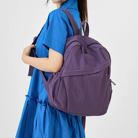 Korean Nylon Backpack Women Large Capacity Student School Bag Minimalist Daily Commuter Lightweight Waterproof Daypack