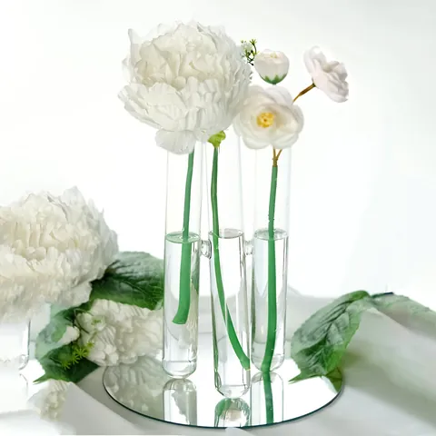 Kreative Glas Reagenzglas Vase Verbunden Transparent Blume Pflanzer Behälter Tisch Geometrische Pflanze Knospenvase Für Haus Büro Dekor