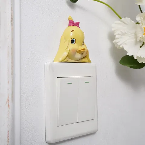 Cute Resin Little Yellow Duck Light Switch Sticker Three-Dimensional Wall Ornament Creative Handmade Cartoon Animal Decor