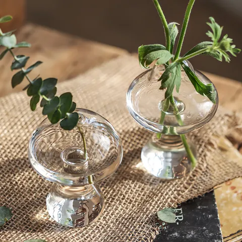 Kreative Pilzförmige Glasvase Klar Minimalistische Tischblume Vase Für Home Office Dekor Süße Pflanze Terrarium Hydroponik Behälter