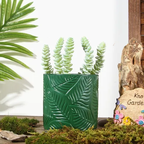 Nordisch Geprägtes Blatt Harz Blumentopf Innen Dekorativer Pflanzgefäß Für Sukkulenten Wohnzimmer Schreibtisch Ornament