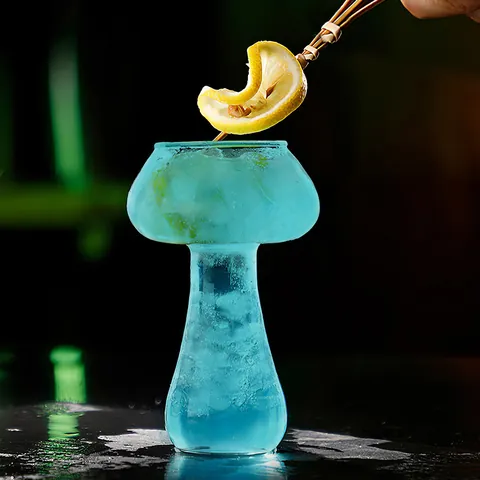 Creative Mushroom Shaped Glass Cup High Borosilicate Transparent Cocktail Glass For KTV Fruit Tea Parties Home Barware