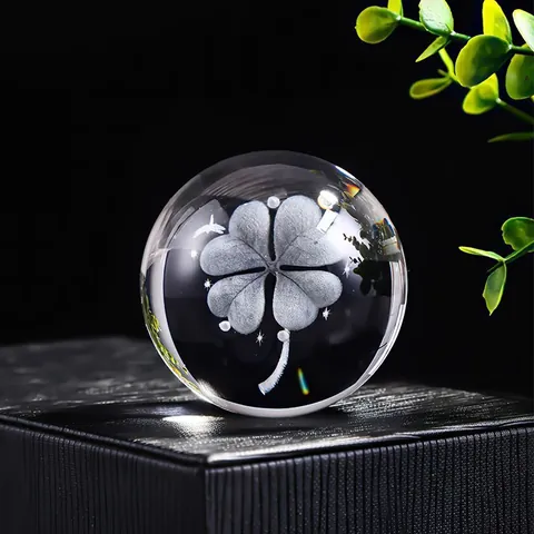 Creative Laser Engraved Crystal Ball Ornament Modern Glass Sphere Galaxy Astronaut Moon Desktop Decor Aesthetic Home Office Gift