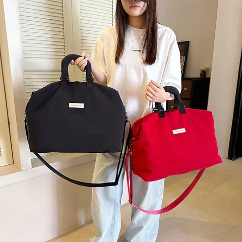Sacca da Palestra in Nylon ad Alta Capacità Unisex Borsa da Viaggio Minimalista Con Separazione Umido Secco Borsone Moda