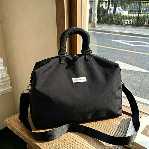 Sacca da Palestra in Nylon ad Alta Capacità Unisex Borsa da Viaggio Minimalista Con Separazione Umido Secco Borsone Moda