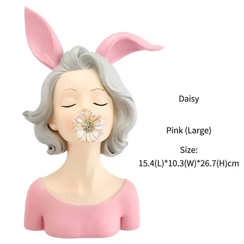 Noords Creatief Daisy Meisje Hars Figuur Moderne Kunst Karakter Buste Standbeeld Tafelblad Huisdecoratie Woonkamer Ornament Cadeau