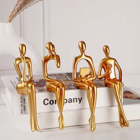 Modern Minimalist Abstract Human Figurine Resin Sculpture Sitting Pose Ornament Nordic Home Office Bookshelf Table Decor Sculpture