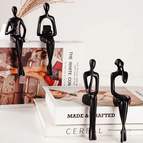 Modern Minimalist Abstract Human Figurine Resin Sculpture Sitting Pose Ornament Nordic Home Office Bookshelf Table Decor Sculpture