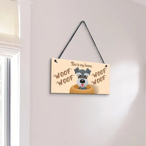 Wooden Dog Theme Hanging Sign Cartoon Pug Frenchie Schnauzer Decorative Door Plaque With Slogan Home Wall Decor Gift
