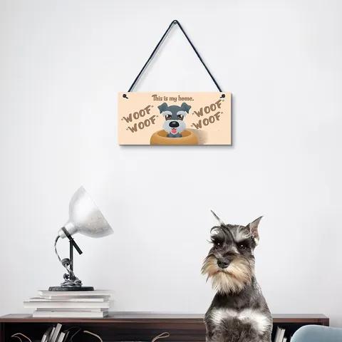 Wooden Dog Theme Hanging Sign Cartoon Pug Frenchie Schnauzer Decorative Door Plaque With Slogan Home Wall Decor Gift