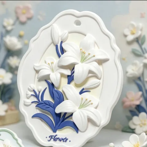 Vintage Plaster Fragrance Diffuser Lily Of The Valley Relief Stone Tablet Car Wardrobe Hanging Aroma Ornament Home Decor