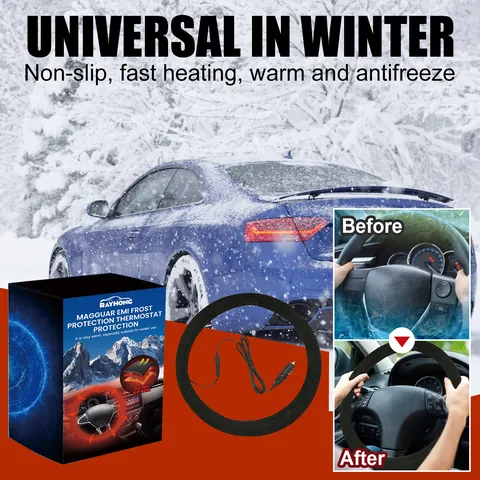 Universal 12V Beheizte Lenkradhülle Rutschfest Plüsch Schnelle Heizung Winter Handwärmer Schutz Für 38cm Lenkrad
