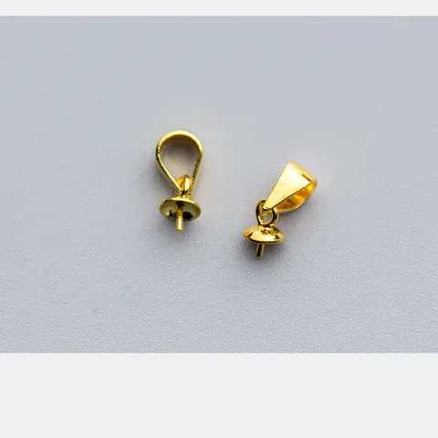 925 Sterling Silver Gold Plated Pendant Bail Clasp Pinch Bails Bead Caps For DIY Necklace Jewelry Making Findings