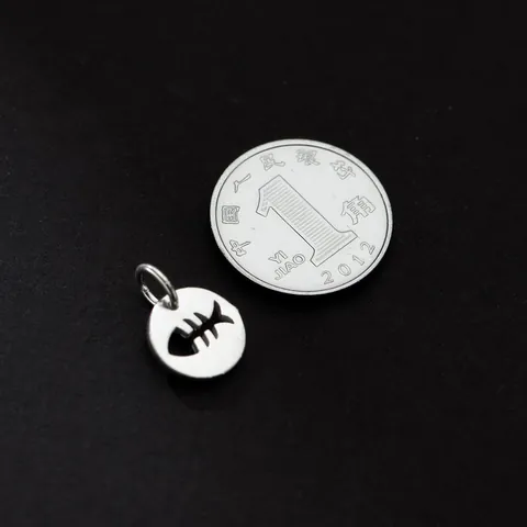 925 Sterling Silver Hollow Out Fish Bone Round Tag Pendant Only Without Chain DIY Handmade Jewelry Making Findings Charms