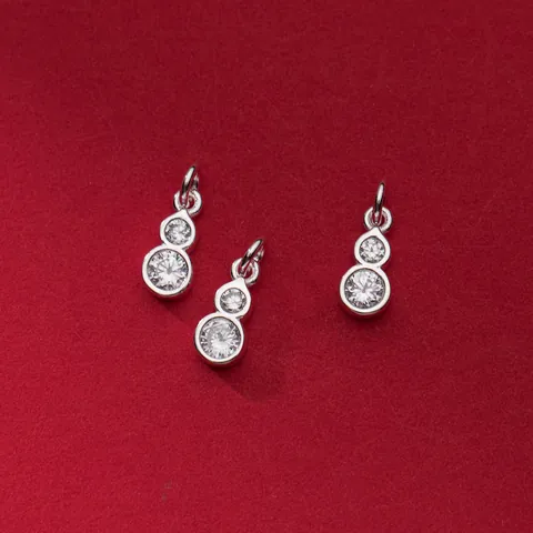 925 Sterling Silver Gourd Pendant Zirconia Inlaid Minimalist DIY Jewelry Accessory For Necklace Bracelet Making Pendant Only