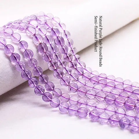 Natural Lavender Purple Amethyst Beads Round Loose Stone Beads For DIY Jewelry Making Accessories Bracelet Necklace Handmade Beads