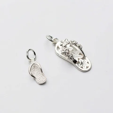 925 Sterling Silver Flip-Flop Pendant Slipper Charm For DIY Jewelry Making Bracelet Necklace Accessories Small Summer Slipper Pendant