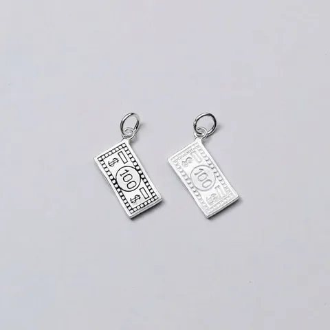 925 Sterling Silver Dollar Bill Charm Pendant For DIY Jewelry Making Bracelet Necklace Accessories Vintage Distressed Style For Unisex