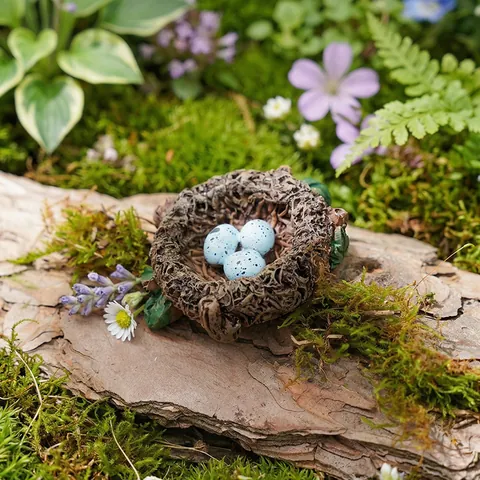 Harz Miniatur Vogelnest Figur Künstliche Waldlandschaft Fotografie Requisiten Pflanzer Dekorative Stillleben Handwerk Ornamente
