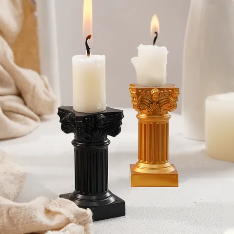 Nordic Plastic Roman Column Candle Holder European Retro Desktop Ornament Photography Props Wedding Party Decor