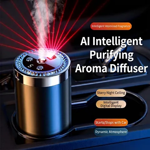 Smarte KI Auto Aroma Maschine Automatischer Zerstäuber Sternenhimmel Projektor Luftbefeuchter Aluminiumlegierung Aroma Diffusor Für Fahrzeuginnenraum