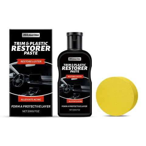 Car Interior Trim Plastic Restorer Paste Automotive Leather Renovating Care Kit With Cleaning Sponge Polish Restoring Wax