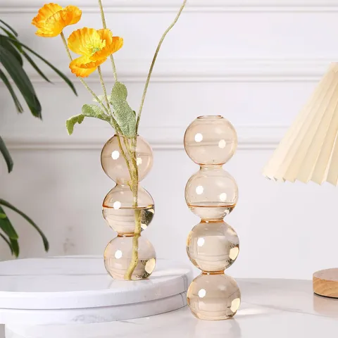 Minimalistische Nordische Verbundene Glasball Vase Transparente Farbige Blumenbehälter Hydroponik Tisch Home Decor Ornament