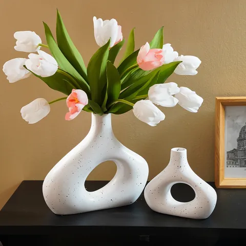 Noorse Hars Ovaal O-Vormige Vaas Minimalistische Kunst Holle Bloempot Moderne Geometrische Bureau Ornament Woondecoratie