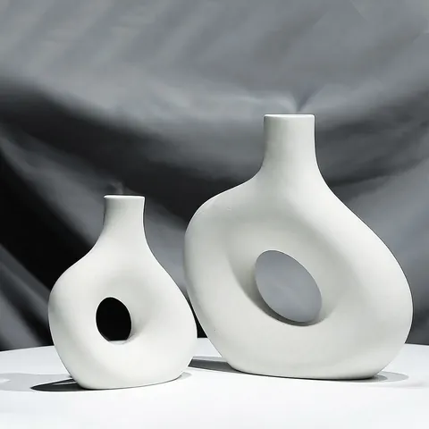 Noorse Hars Ovaal O-Vormige Vaas Minimalistische Kunst Holle Bloempot Moderne Geometrische Bureau Ornament Woondecoratie