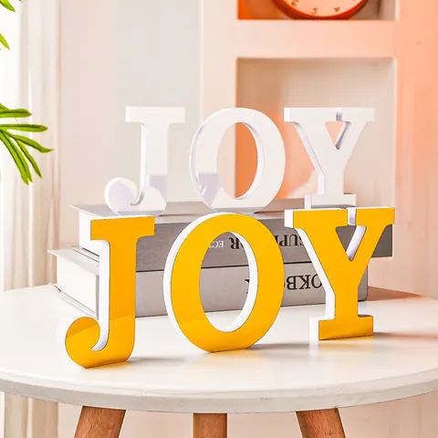 Modern Mirror Finish JOY Alphabet Desk Ornament PVC Gold Silver Letters For Home Office Living Room Table Decoration